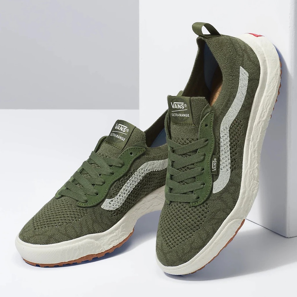Vans Ultrarange Olive Green and White Sneakers